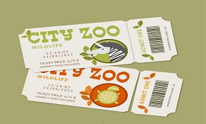 2 cartoon zoo tickets vector